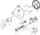 Explosionszeichnung eines Einhebelmischers. Einzelteile sind nummeriert, darunter eine runde Rosette. Teile von HANSAVANTIS sind zu sehen, einschließlich Dichtungen und Montageschrauben.